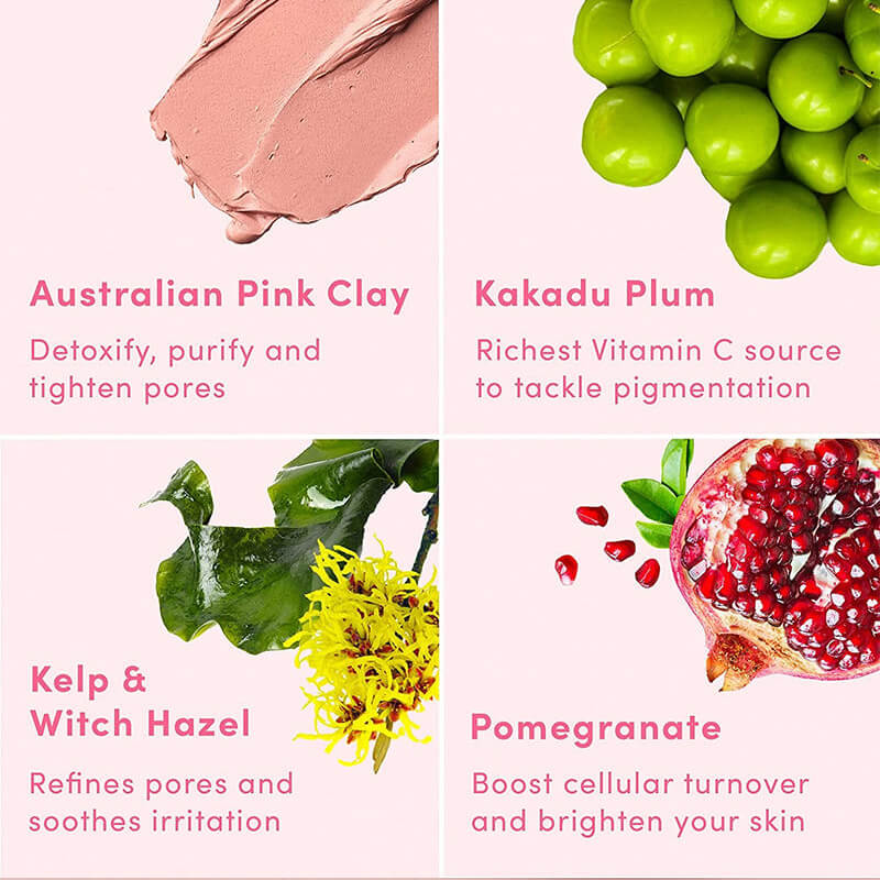 private label brightening anti acne pink clay mask for blackheads, enlarged pores and pigmentation